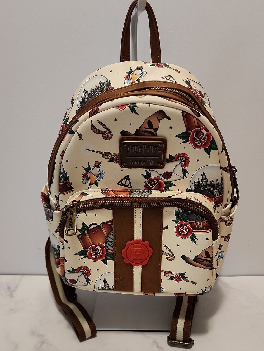 Harry Potter Loungefly Mini Backpack - Cream Floral Tattoo Print